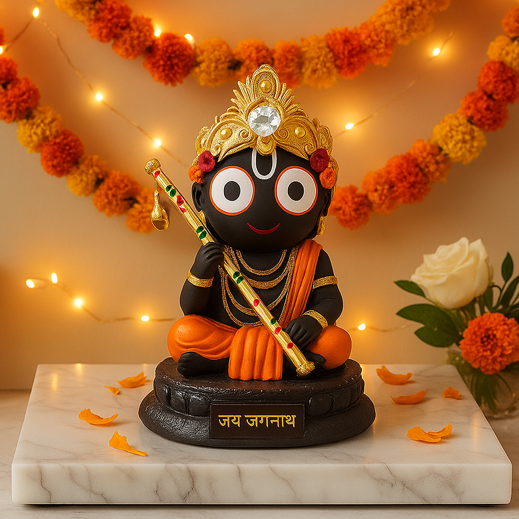 Bal Jagannath with Flute Idol | Jagannath Ji Idol for Car Dashboard | Divine Jagannath Ji Murti for Home Temple