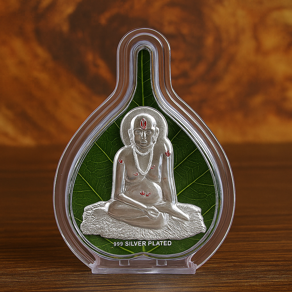 Swami Samarth Silver Idol Frame | Pure Silver Coated Murti