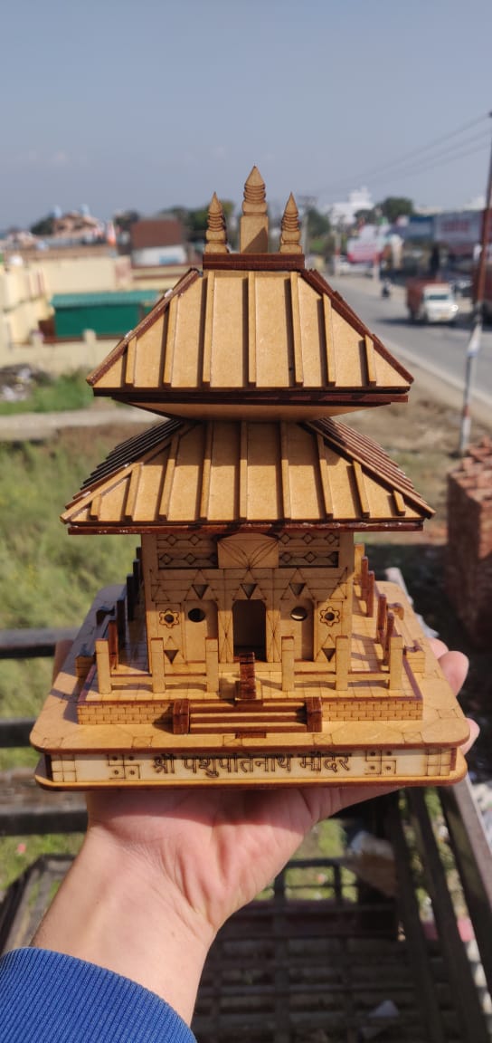 3D Shri Pashupatinath Temple Model | Handcrafted Wooden Mandir | Divine Home & Office Decor