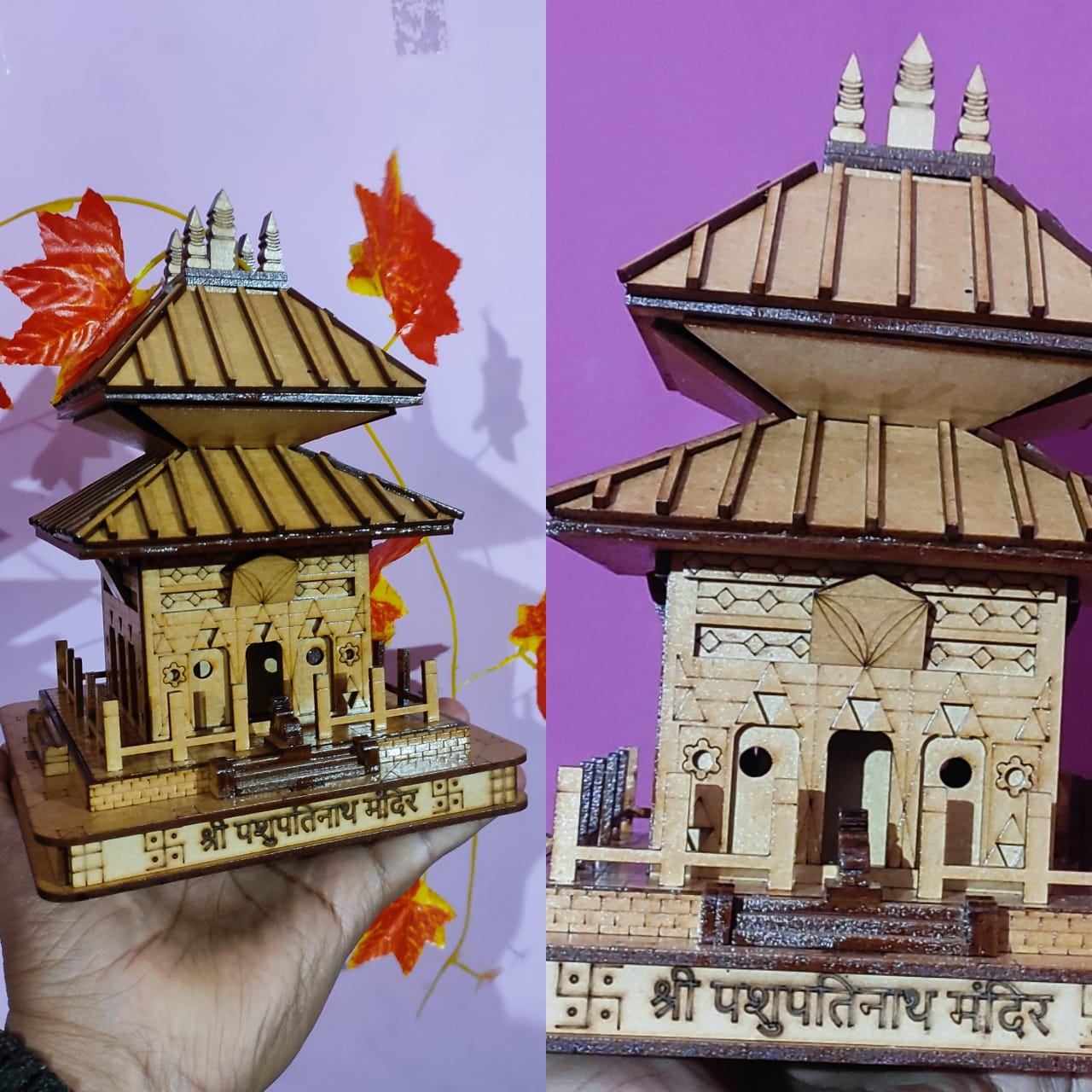 3D Shri Pashupatinath Temple Model | Handcrafted Wooden Mandir | Divine Home & Office Decor