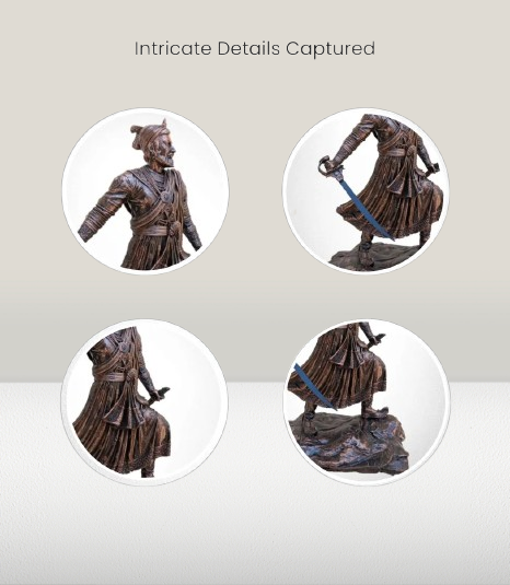 Shree Sambhaji Maharaj Statue with Talwar | 6.5 -Inch Chhatrapati Sambhaji Maharaj Figurine