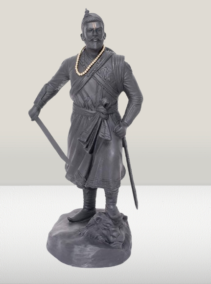 Chhatrapati Shivaji Maharaj Idol – 11 & 19 Inch | Majestic Fiber Statue in Antique Black Finish | Symbol of Valor and Leadership