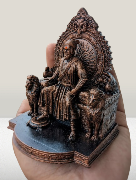Shivaji Maharaj Sinhasan Idol | 4-Inch Chhatrapati Shivaji Maharaj Statue on Throne | Heritage Warrior Sculpture