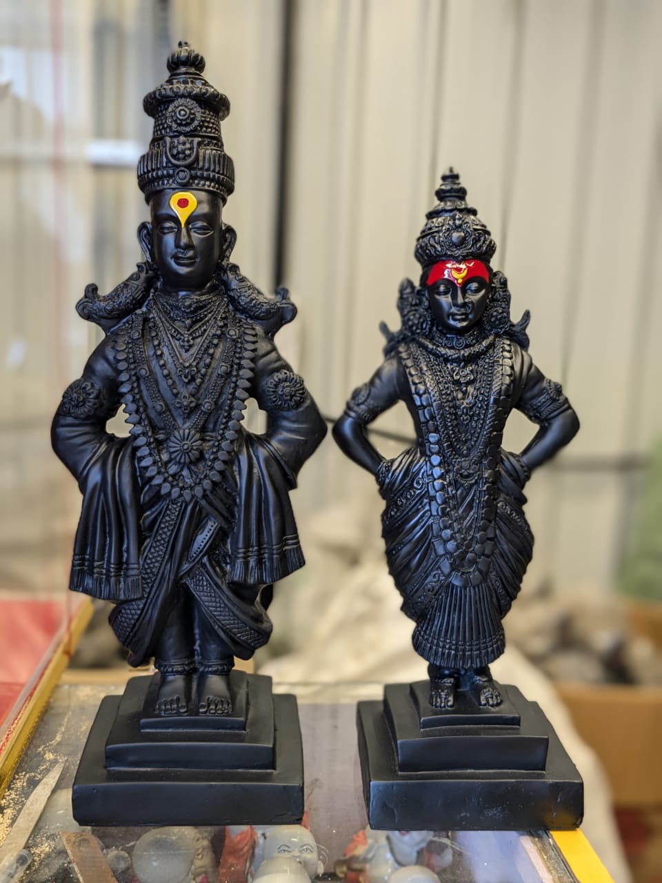 Vitthal Rukmini Murti | Panduranga Idol Black Finish | Vithoba Idol Divine Symbol of Devotion & Grace (1.5 Feet)