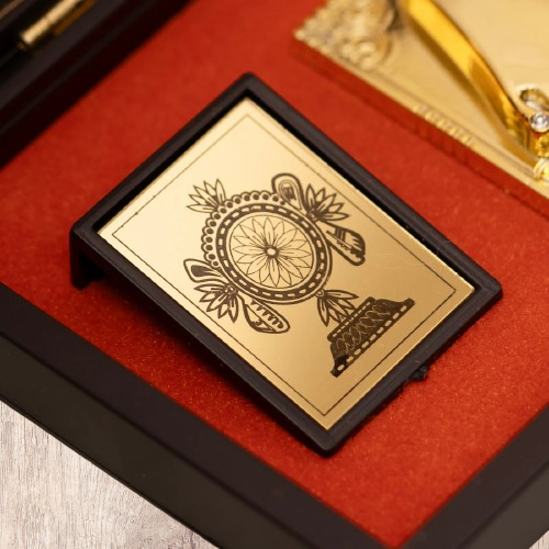 Tirupati Balaji Pocket Temple | Balaji Pocket Temple Box with Charan Paduka (Rectangle Shape & Gold Plated)