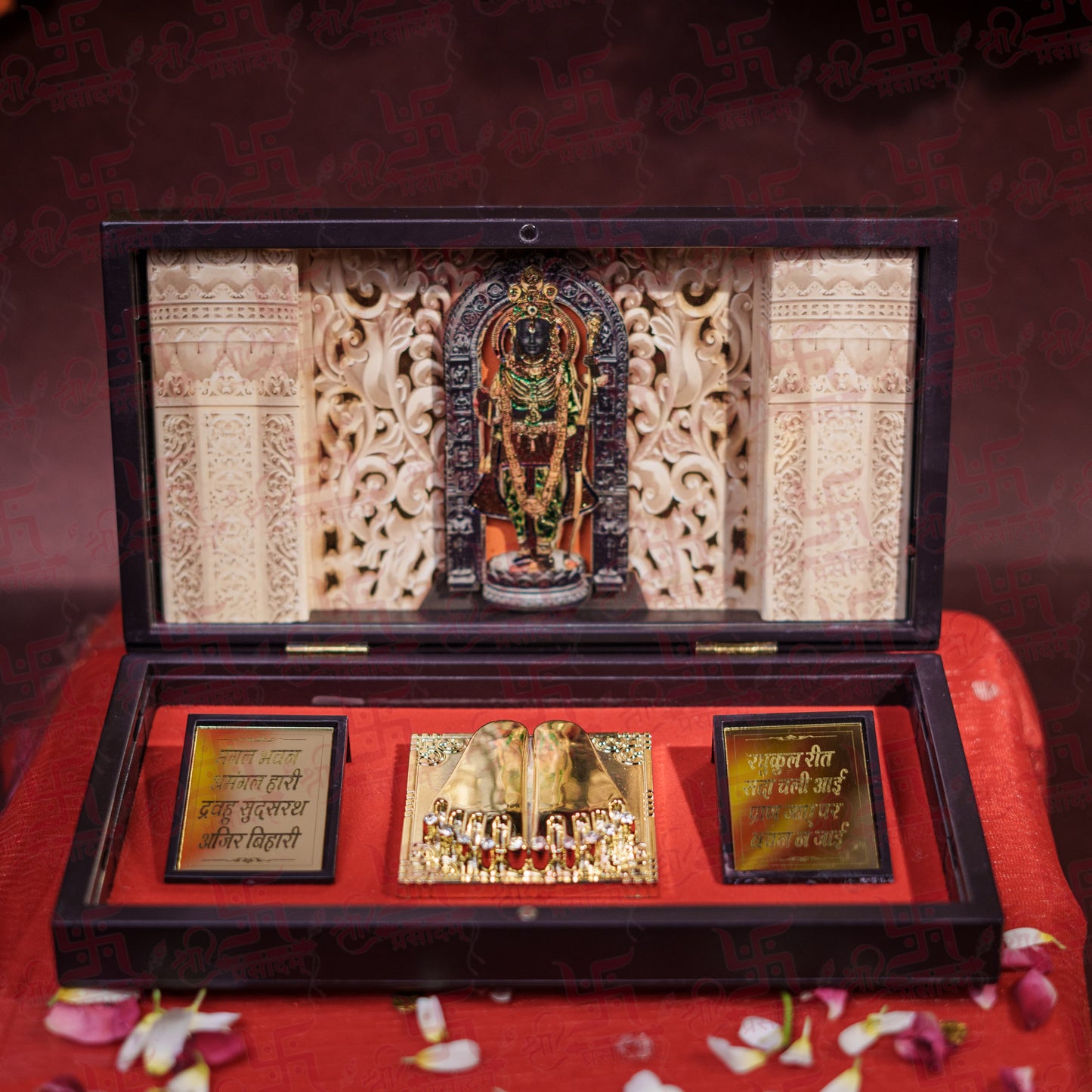 Ram Lalla Pocket Temple | Exquisite Gold-Plated Mini Mandir | Divine Ram Darbar Blessings