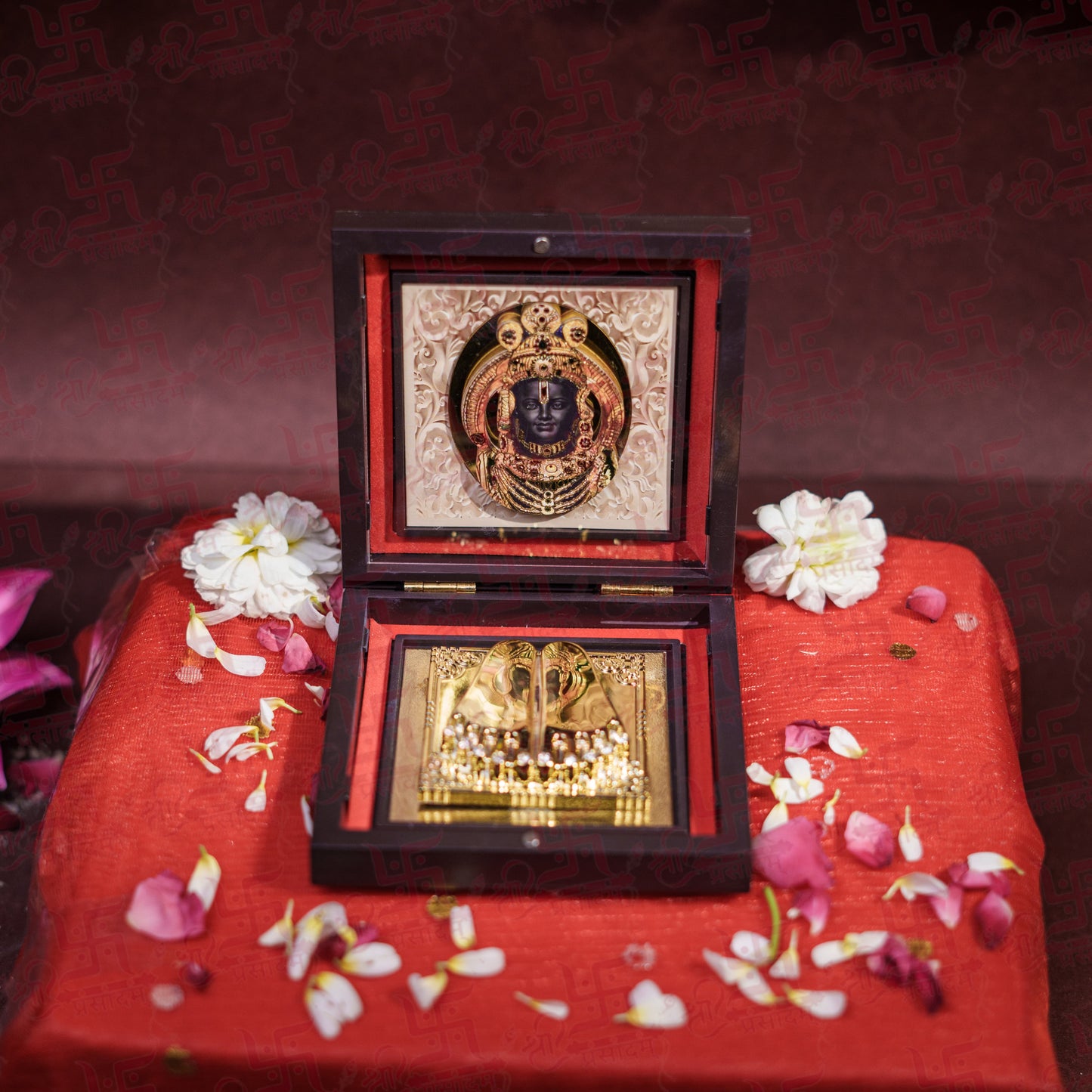 Sacred Ram Lalla Pocket Temple | Gold-Plated Ram Mandir Mini Pooja Box | Portable Temple for Devotion & Blessings