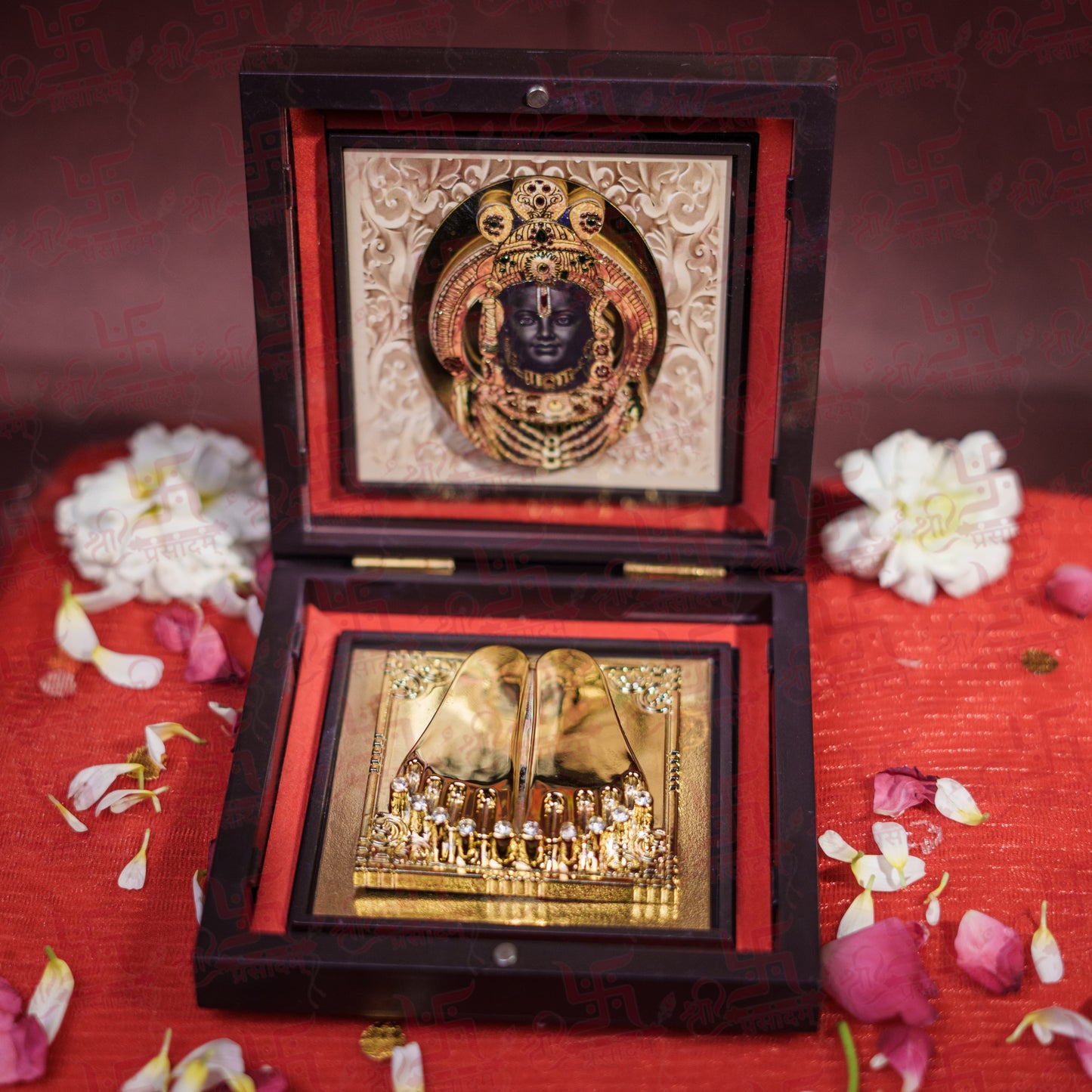 Sacred Ram Lalla Pocket Temple | Gold-Plated Ram Mandir Mini Pooja Box | Portable Temple for Devotion & Blessings
