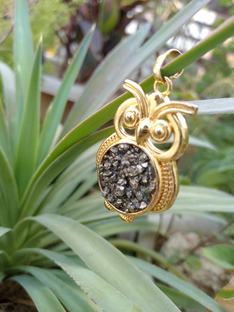 Pyrite Owl Pendent