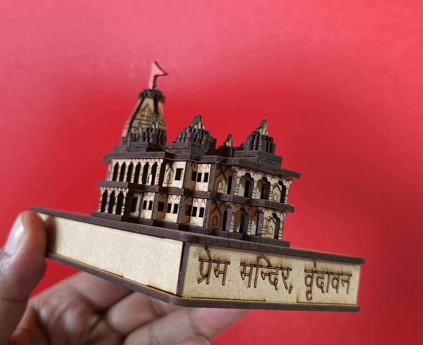 Prem Mandir Vrindavan Small 3D Model | Handmade wooden Prem Mandir replica