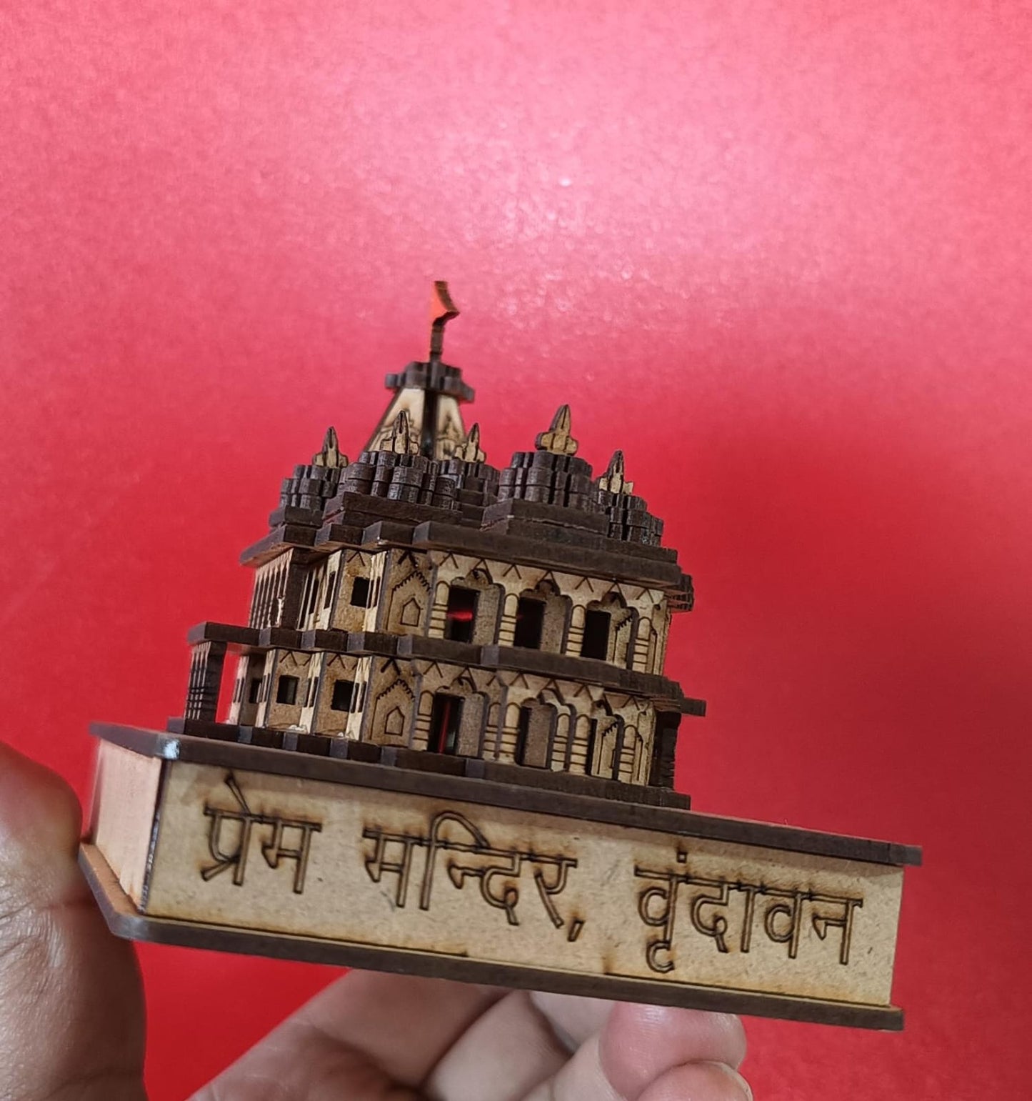 Prem Mandir Vrindavan Small 3D Model | Handmade wooden Prem Mandir replica