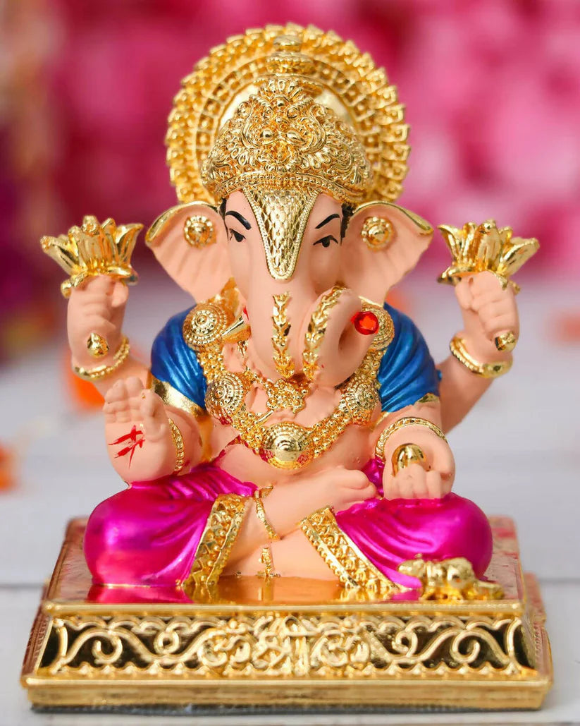 Gold Plated Lord Ganesha Murti for Pooja & Home Temple