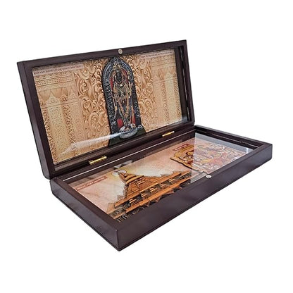 Shri Ram Lalla With Ram Mandir Pocket Temple | Gold-Plated Ram Mandir Mini Pooja Box | Portable Temple for Devotion & Blessings