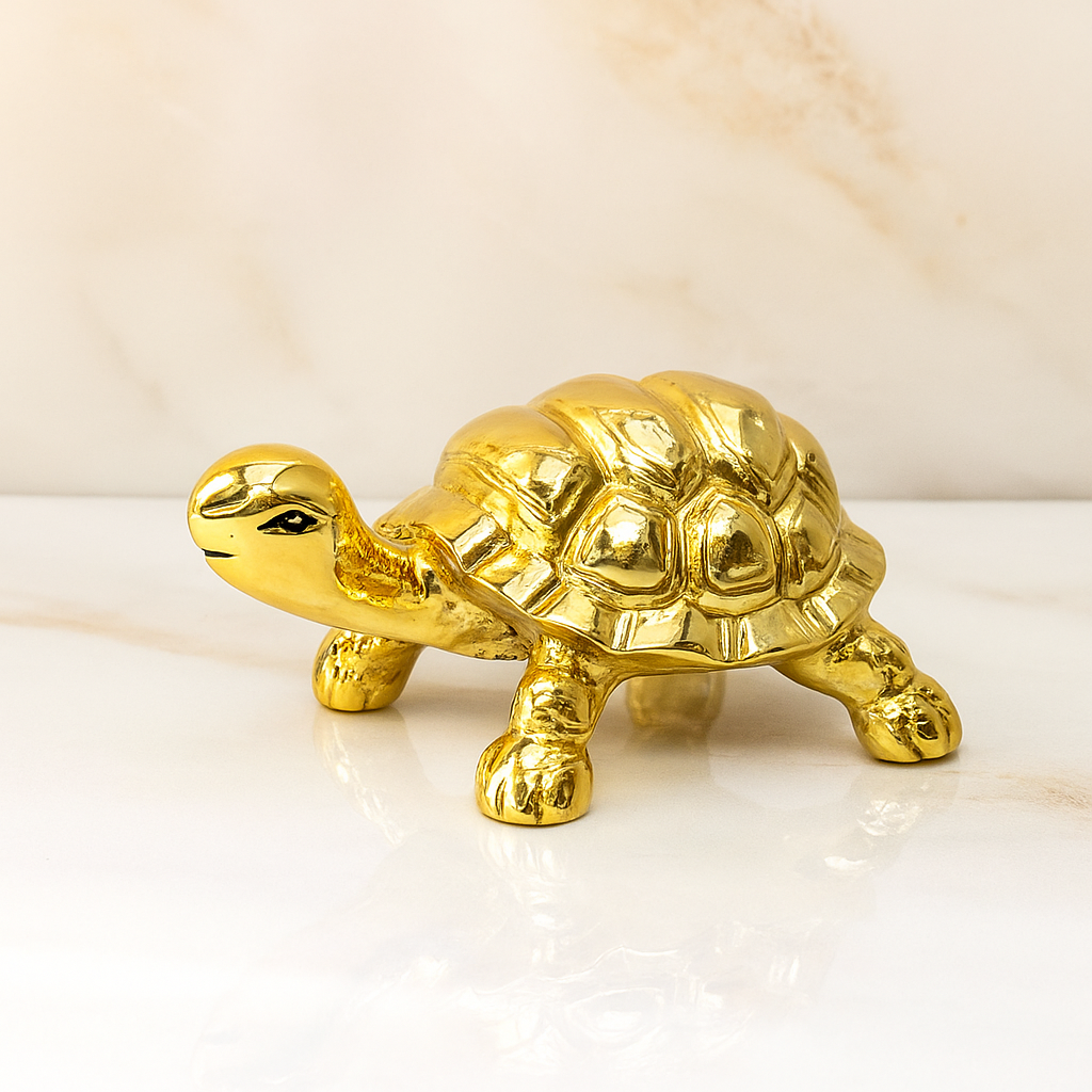 Golden tortoise idol for vastu | Metal turtle statue for prosperity