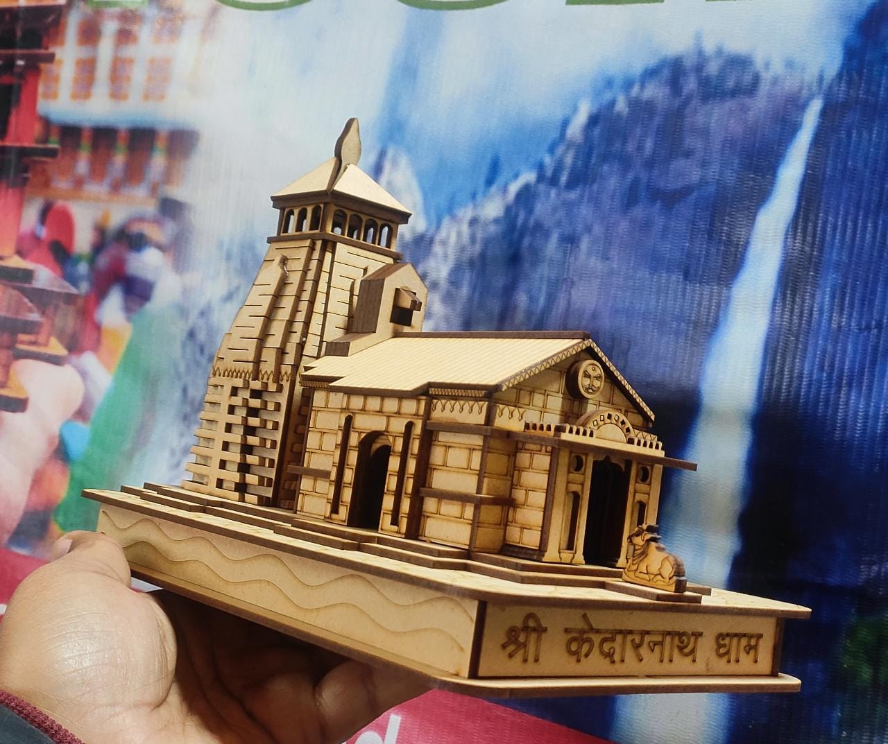 Shree Kedarnath Dham: Medium Plus Model | 3D Wooden & Acrylic Temple Replica | 3D Wooden Kedarnath Mandir