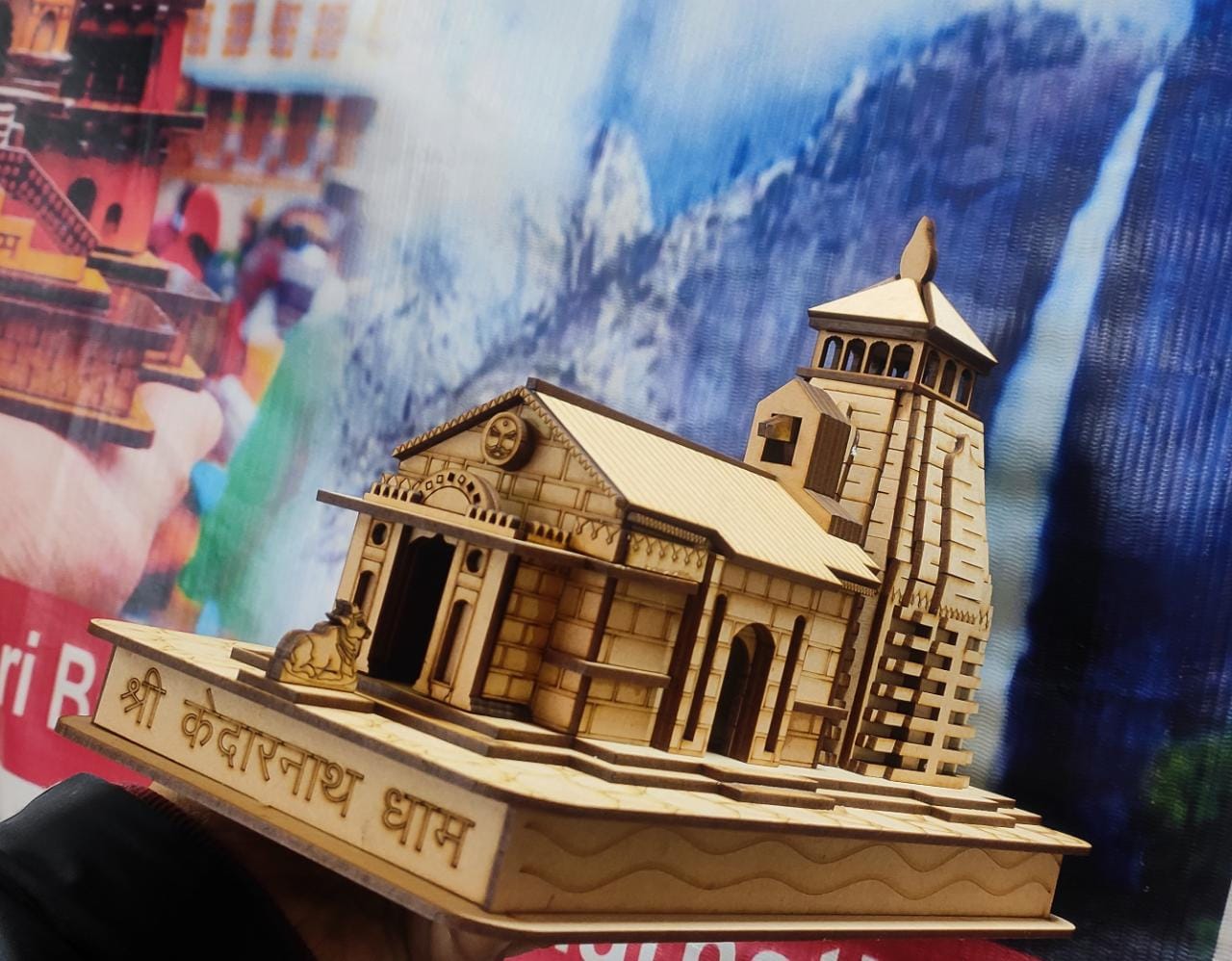 Shree Kedarnath Dham: Medium Plus Model | 3D Wooden & Acrylic Temple Replica | 3D Wooden Kedarnath Mandir