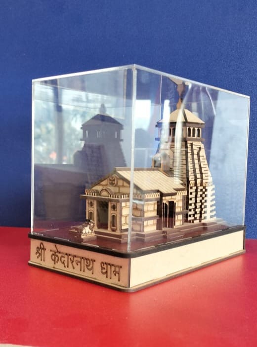 Shri Kedarnath Medium Acrylic Model | 3D Acrylic Temple Showpiece | Lord Shiva Kedarnath Temple Model