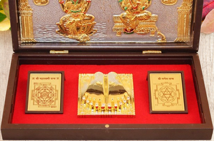 Gold Plated Shri Mahalakshmi Ganesha Pocket Temple
