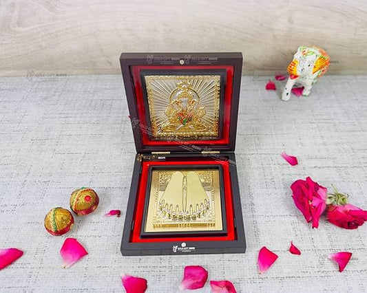 24K Gold Plated Square Dagdu Seth Ganesh Pocket Temple