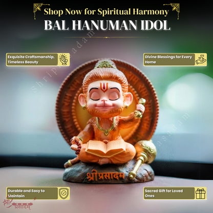 Meditating Bal Hanuman Idol | Bal Hanuman Murti | Idol for Car Dashboard