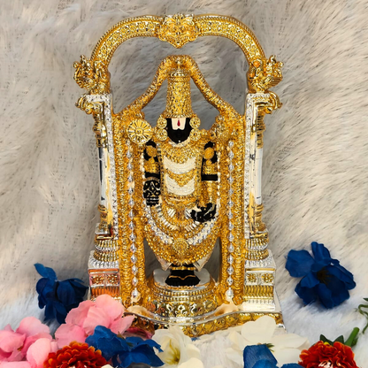 Venkateshwara Idol - Pure Gold and Silver-Plated Statue | Tirupati Balaji Murti