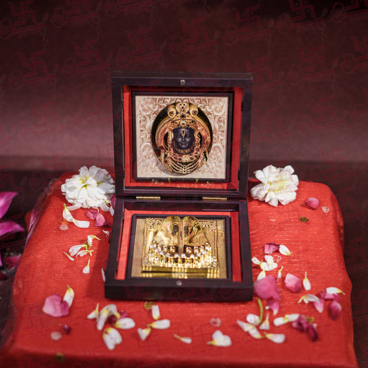 Sacred Ram Lalla Pocket Temple | Gold-Plated Ram Mandir Mini Pooja Box | Portable Temple for Devotion & Blessings