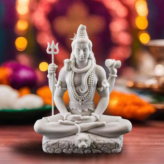 White Marble Lord Shiva Murti | Premium Statue of Mahadev