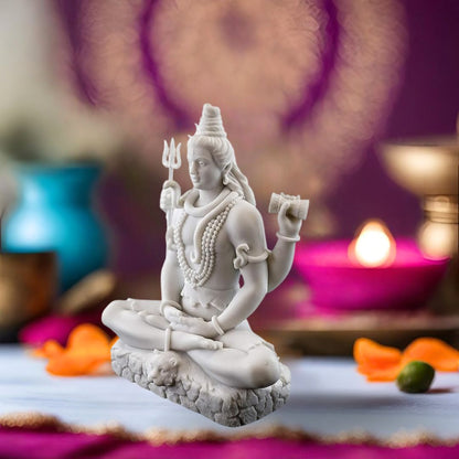 White Marble Lord Shiva Murti | Premium Statue of Mahadev