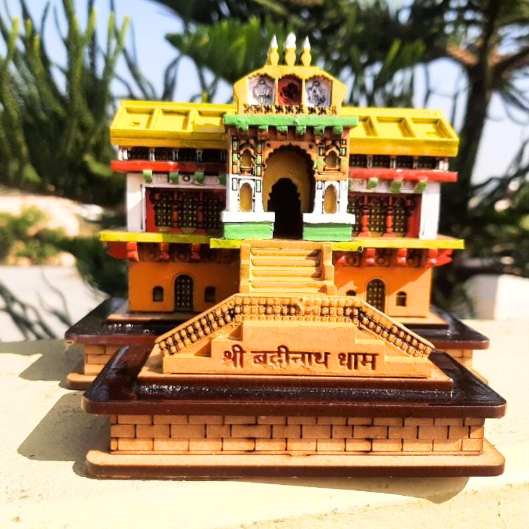 Shri Badrinath Dham Medium Full Color Model | Divine Temple Replica | Badrinath Dham Home Decor