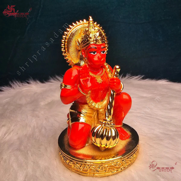 Red Hanuman Ji Gold-Plated Idol