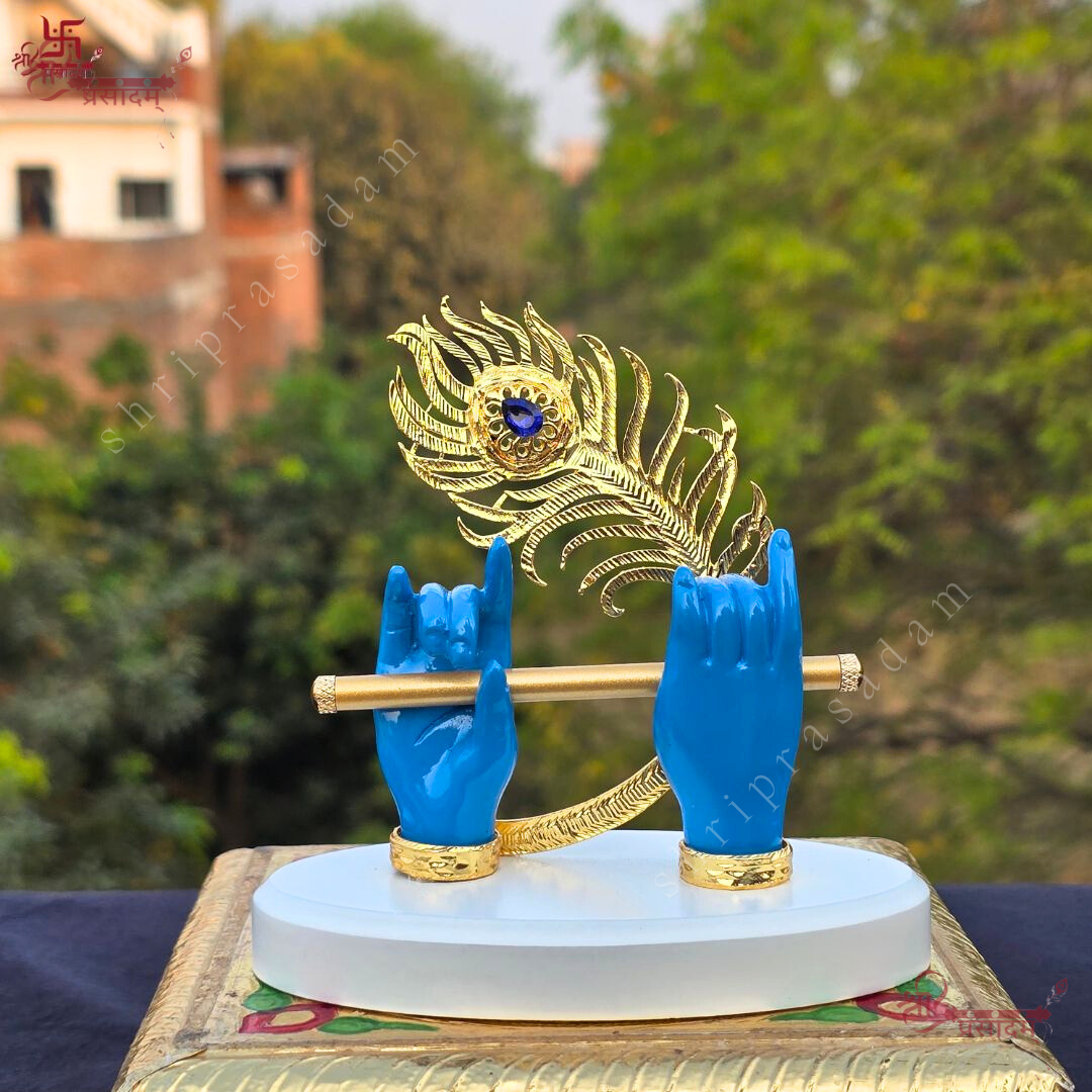 Krishna Hand with Flute – Blue | Classical Decorative Piece | Krishna Flute Idol Online