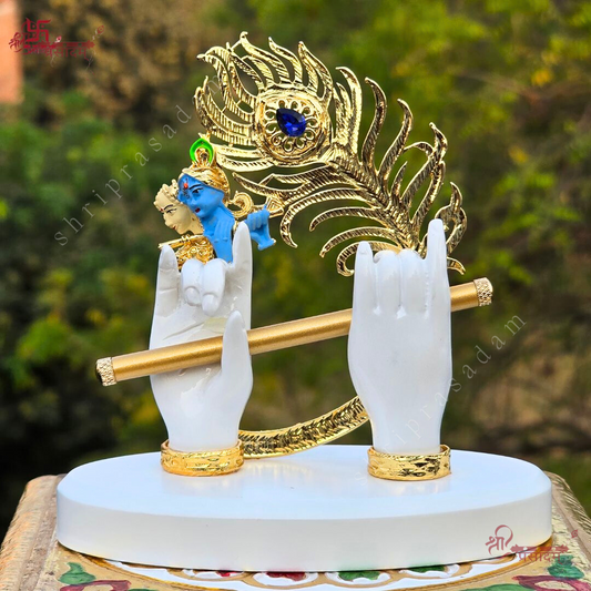 Krishna Ji Hand with Flute | 24K Gold Plated | Buy Divine Flute Idol Online