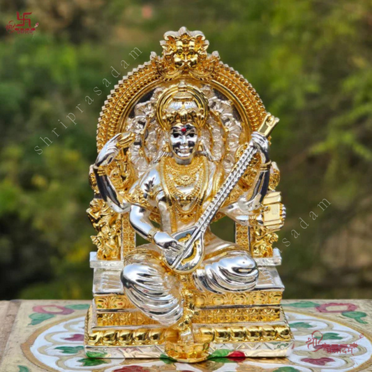 Goddess Saraswati Idol | Saraswati Statue with Veena | Saraswati Ji Murti for Study Room