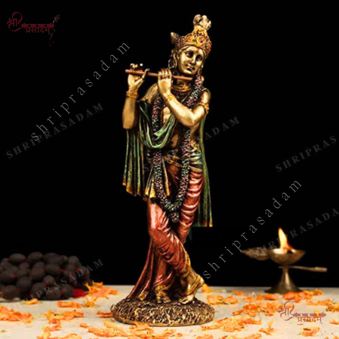 Krishna Standing Idol | Buy Lord Krishna Metal-Finish Statue Online | Lord Krishna Murti