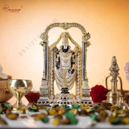 Venkateshwara Idol - Pure Gold and Silver-Plated Statue | Tirupati Balaji Murti